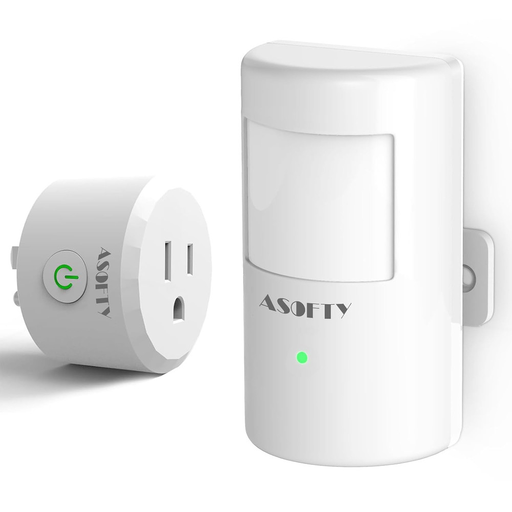 Motion Sensor Switch with Outlet, PIR Wireless Motion Sensor Plug with Light Se