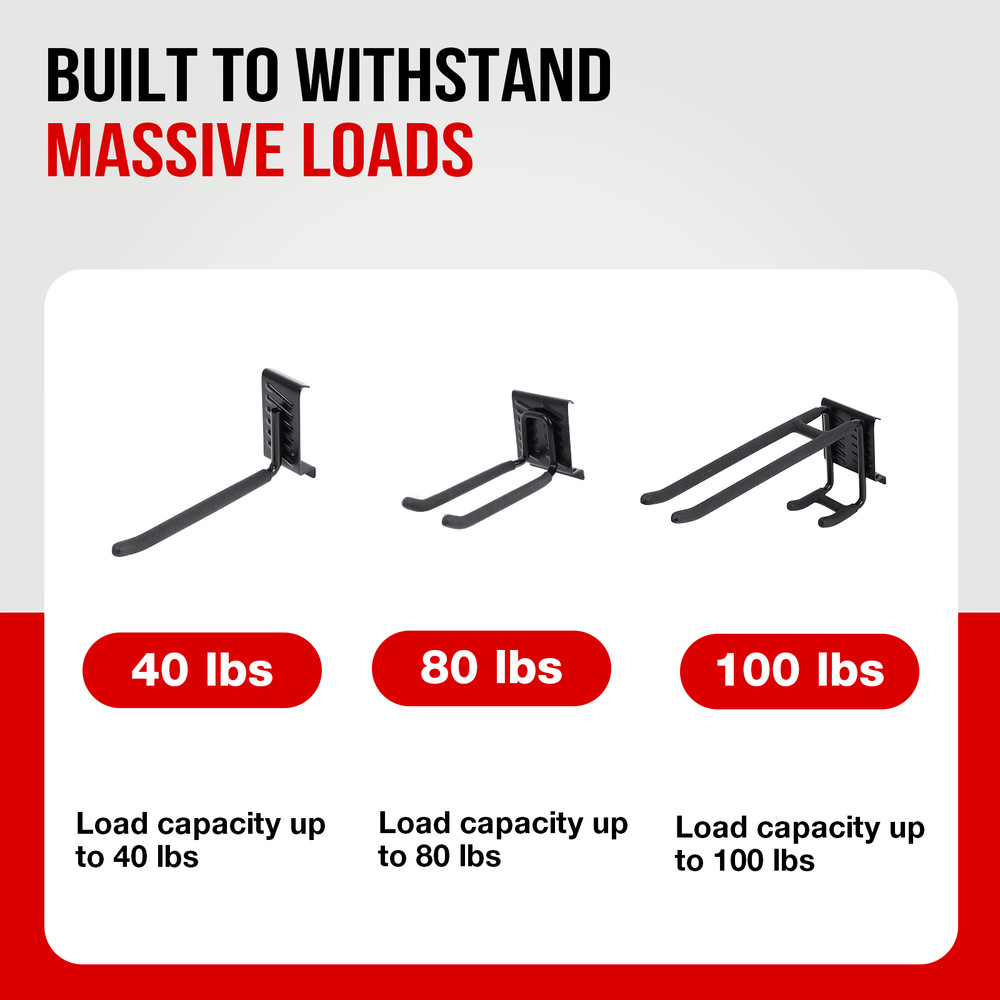 Garage Tool Organizer Wall Mount（6 Rails & 13 Multi-Type Hooks）