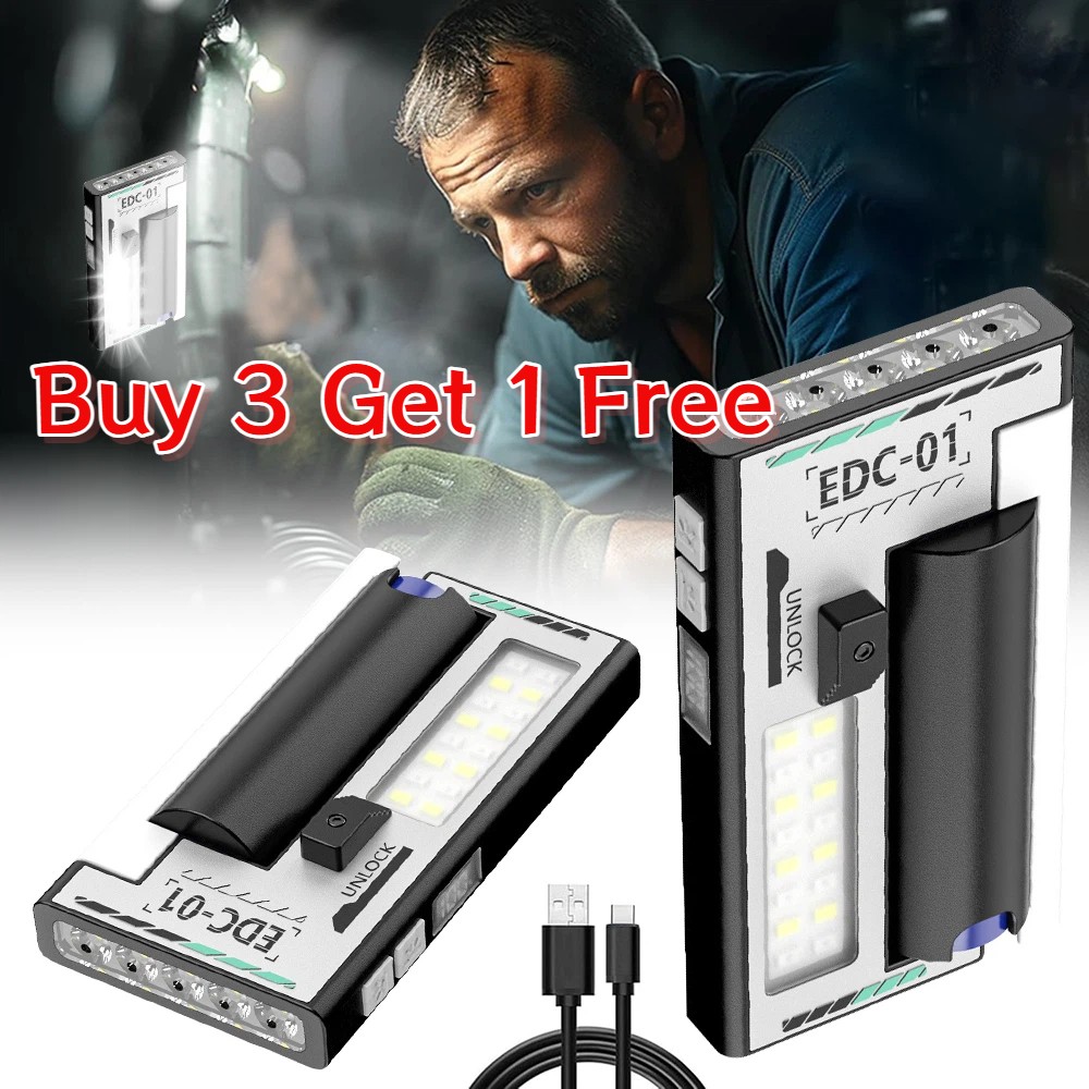 Pocket LED Flashlight Magnetic USB Rechargeable Mini Torch Portable Work Light