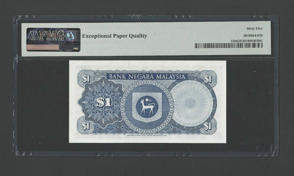 Malaysia One Ringgit ND(1981-83) P13b Uncirculated Grade 65