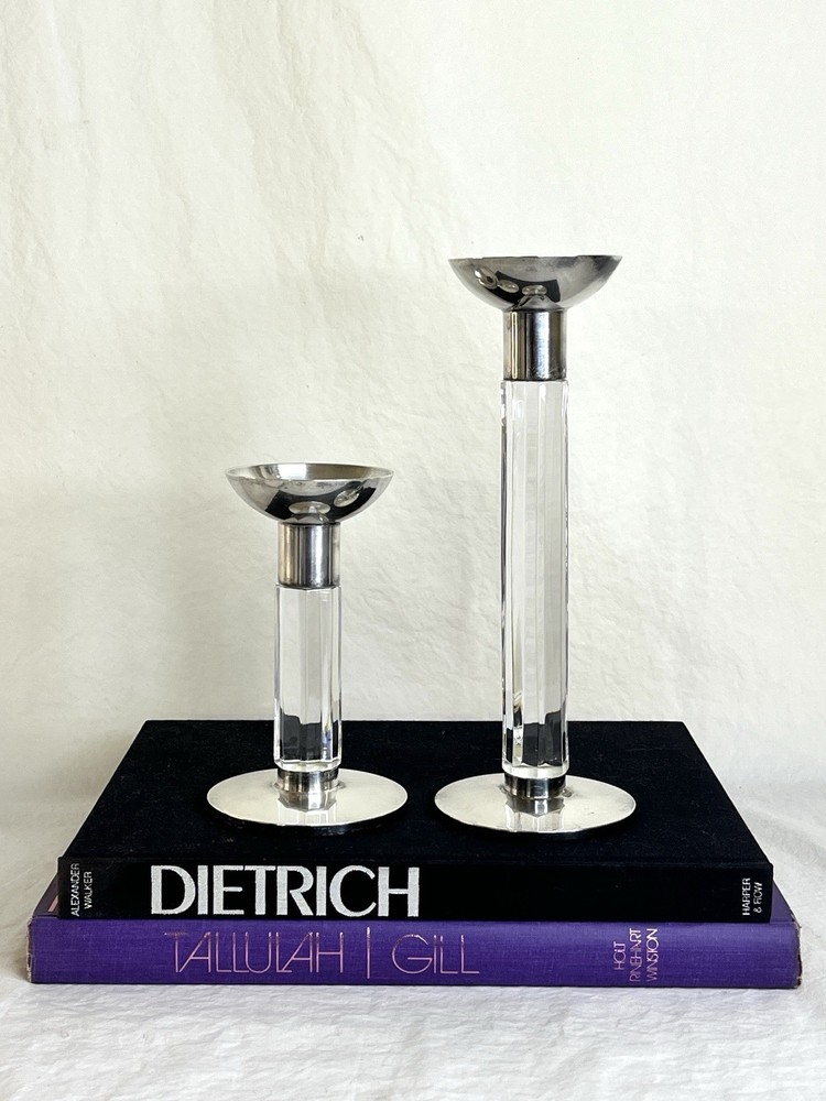 Vintage Silverplate and Crystal Candlesticks