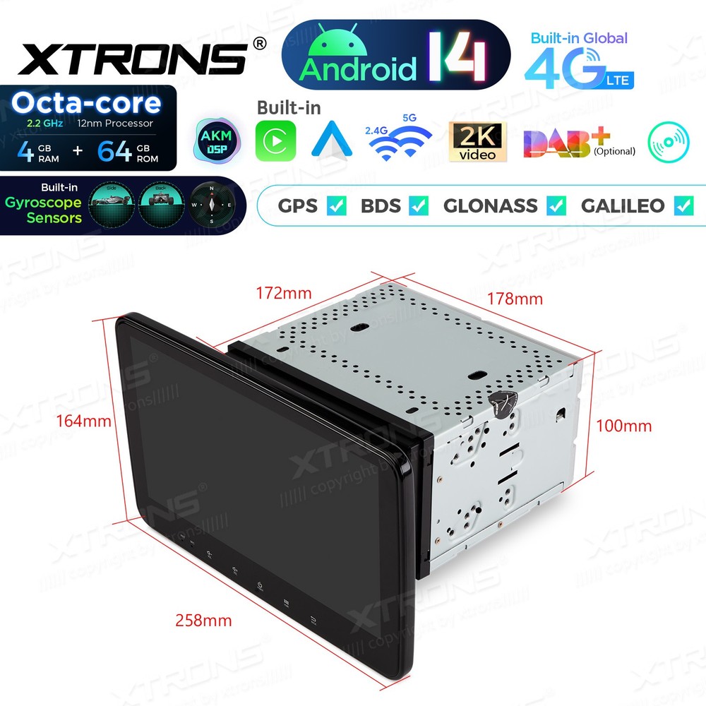 10.1" Android 14 Head Unit DVD Player 2 Din 4G LTE 4+64GB Wireless Android Auto