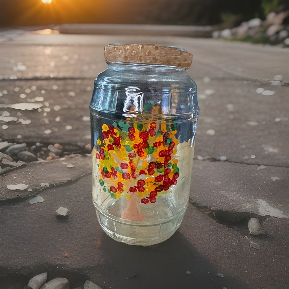 Hand Painted Rustic Fall Jar No Lid