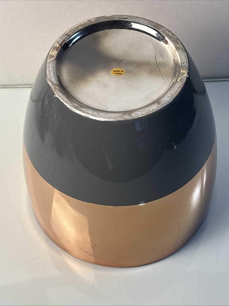 Modern Two-Tone Ceramic Planter Pot No Drain Hole 7” Tall Copper Black Decor