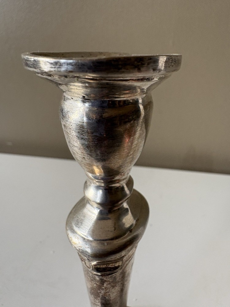 Vintage Silver Plated Candlestick Holder – Classical Baluster Form, 16cm