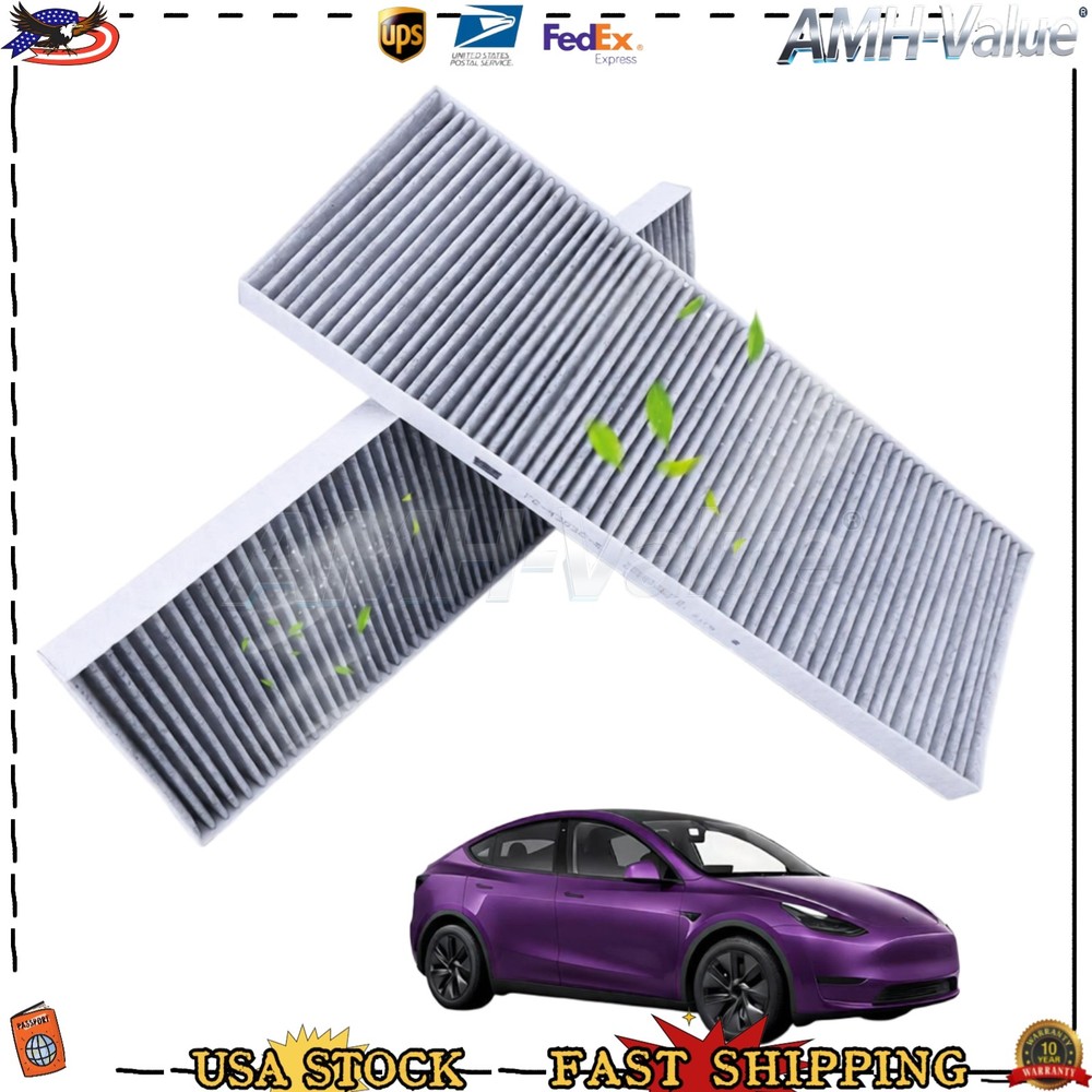 Fits For Teslas Model Y Engine Cabin Air Filter Kit Internal External AC Filter
