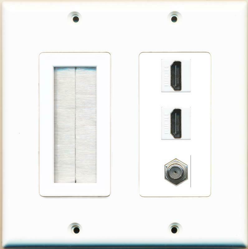 Brush + 2 HD 1 Coax Wall Plate Custom Jacks