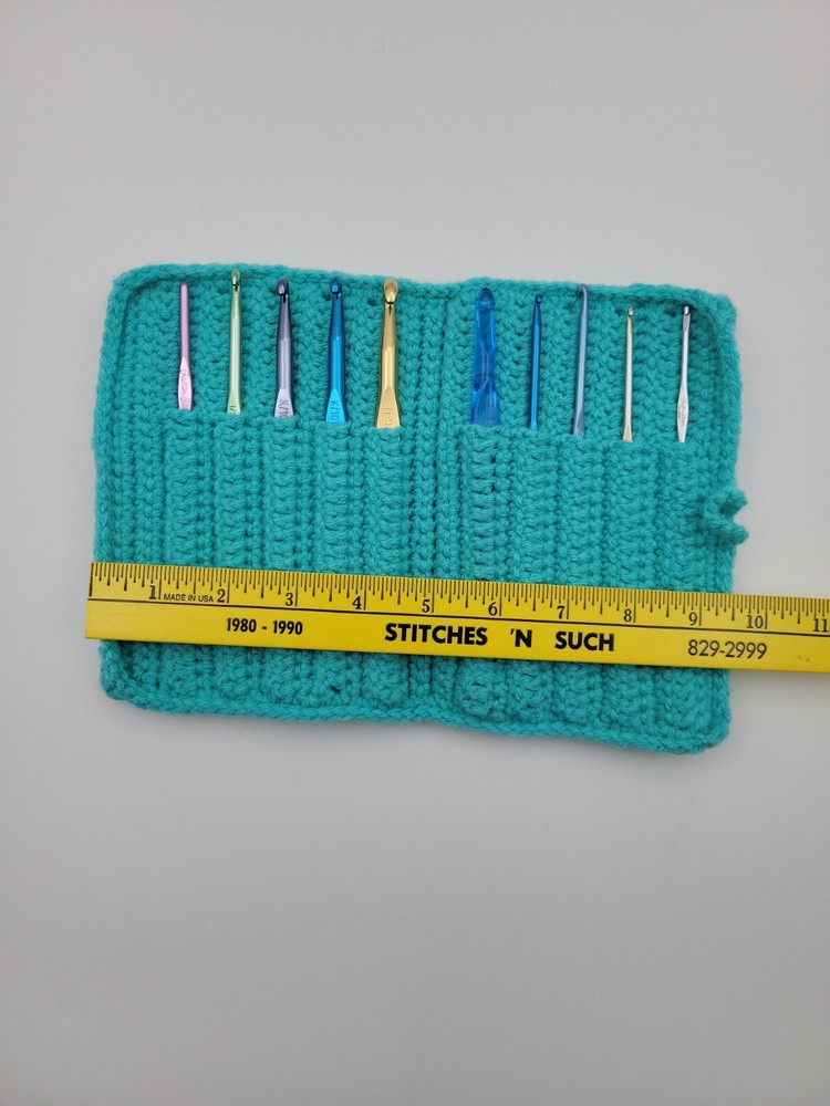 Case For Crochet Hooks CASE ONLY Handmade Soft Turquoise 10 Hook Capacity