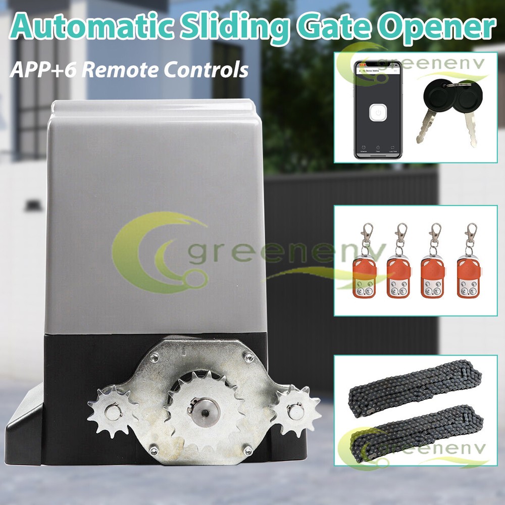 3100lbs Automatic Sliding Gate Opener Door Operator 4 Remote Control+APP Control