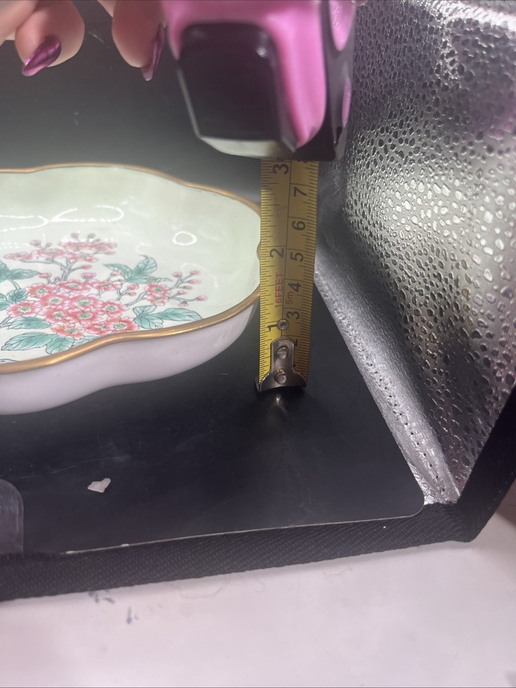Brass Enamel Cherry Blossom Scalloped Bowl