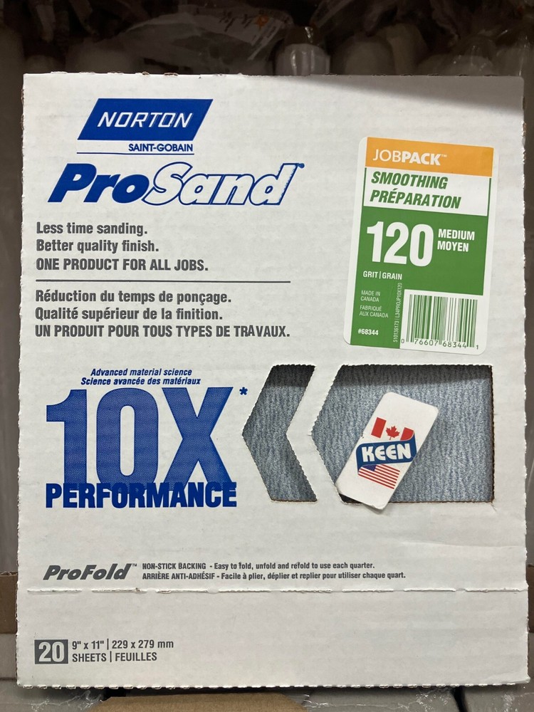 Norton CANADA ProSand 9" x 11" Sanding Sheets 120 Grit 20pack