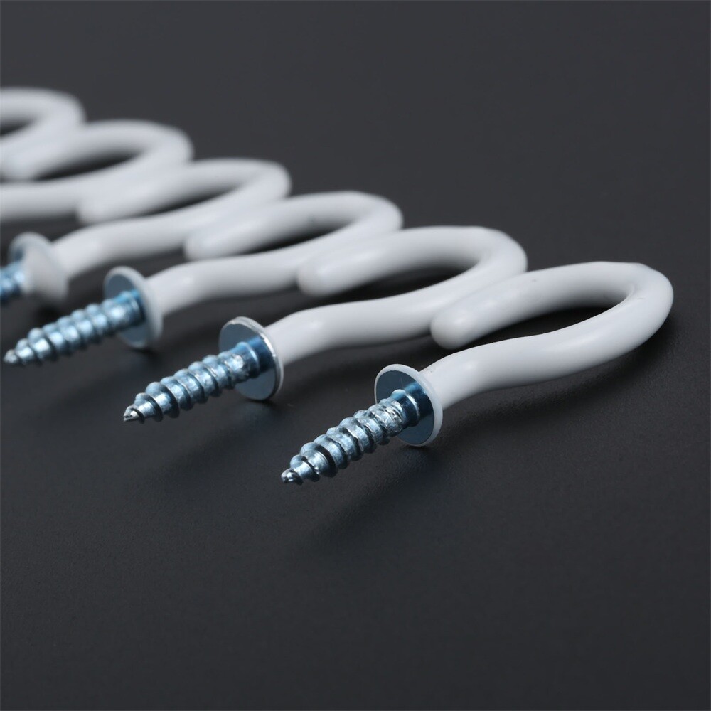 60Pcs 1.54" Strong Sharp White Vinyl Coated Ceiling Hooks Space-saving Hardware