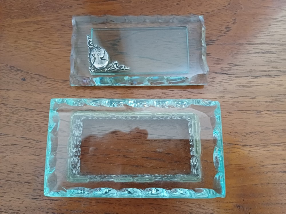 Continental glass and Filigree silver Patch/Trinket Box