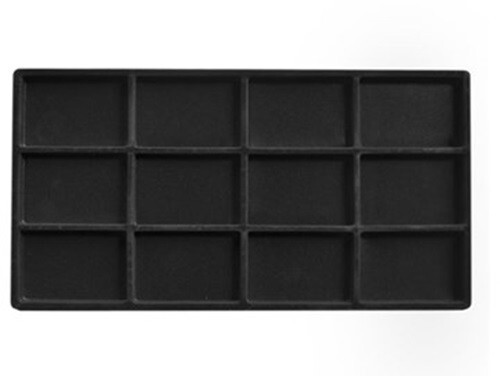 Brooch Pins Jewelry 12 Space Black Liner Display Stackable Black Plastic Tray