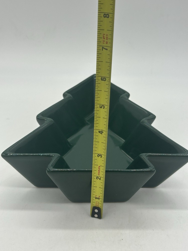 TAG Ceramic Dark Green 9" Christmas Tree Shaped Nuts/Snacks/Candy Dish