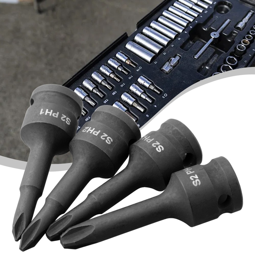 3 8inch Corss Screwdriver Bit Drive Socket Adapter Head PH1 PH2 PH3 PH4