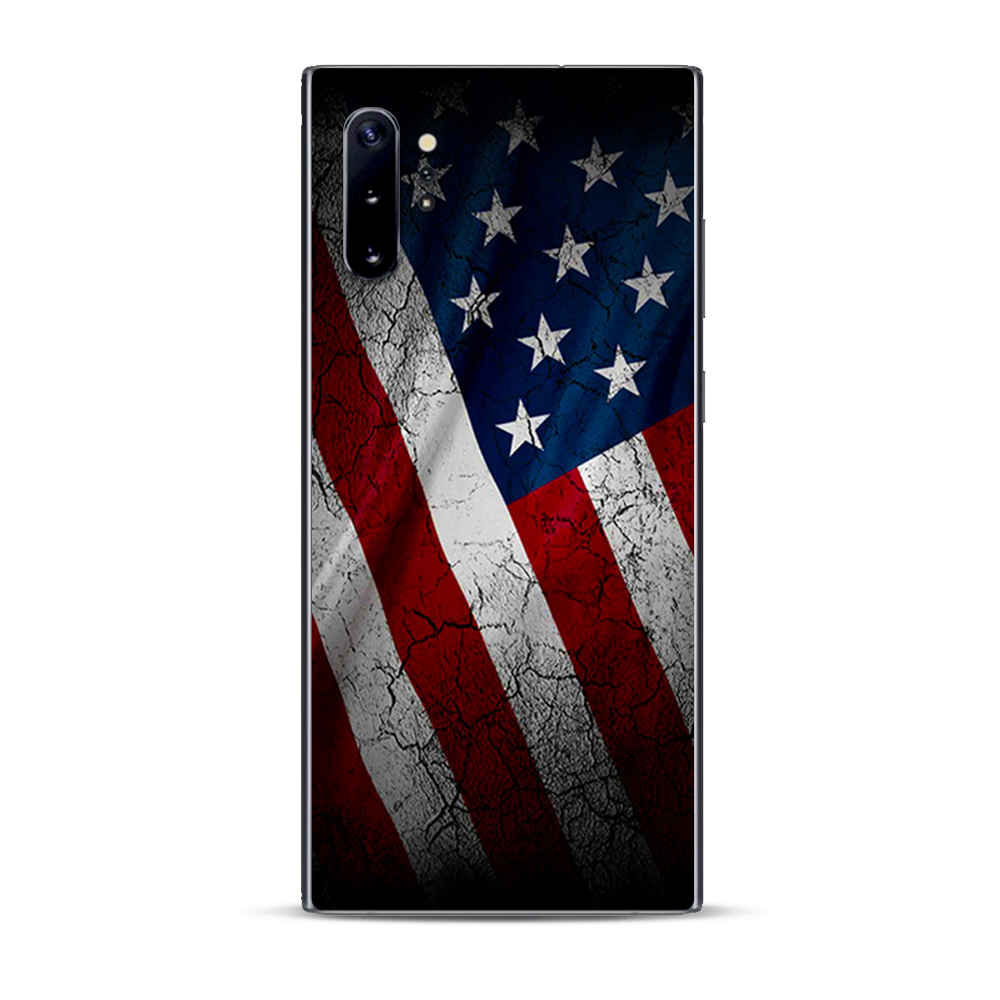 Skins Decal Wrap for Samsung Note 10 Plus American Flag distressed wave