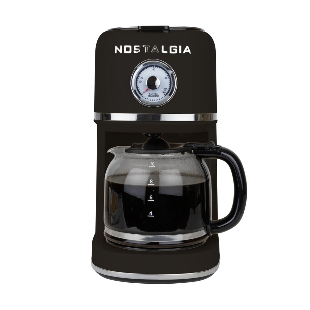 Nostalgia Classic Retro 10 Cup Coffee Maker - One-Touch Drip Brew, Black