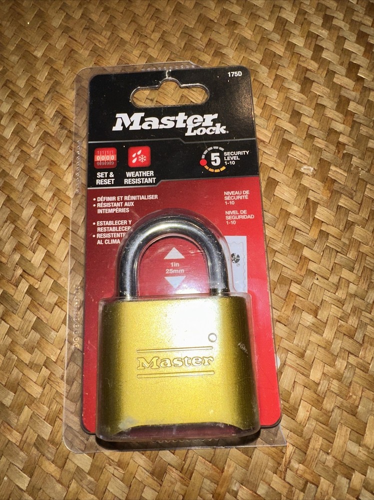 MASTER LOCK COMBINATION PADLOCK 1" SHACKLE NO. 175D RESETTABLE COMBO