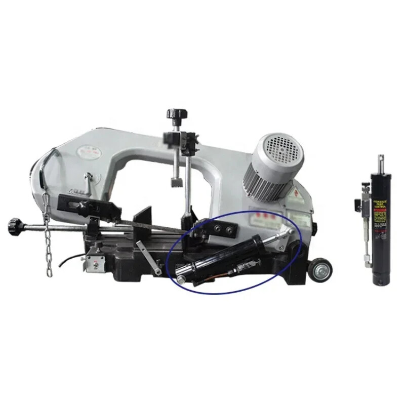 Welded type band saw lifting hydraulic power and piston cylinder structure