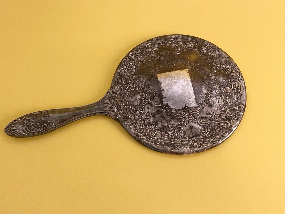 Silver Plated Victorian Style Vintage Hand Mirror