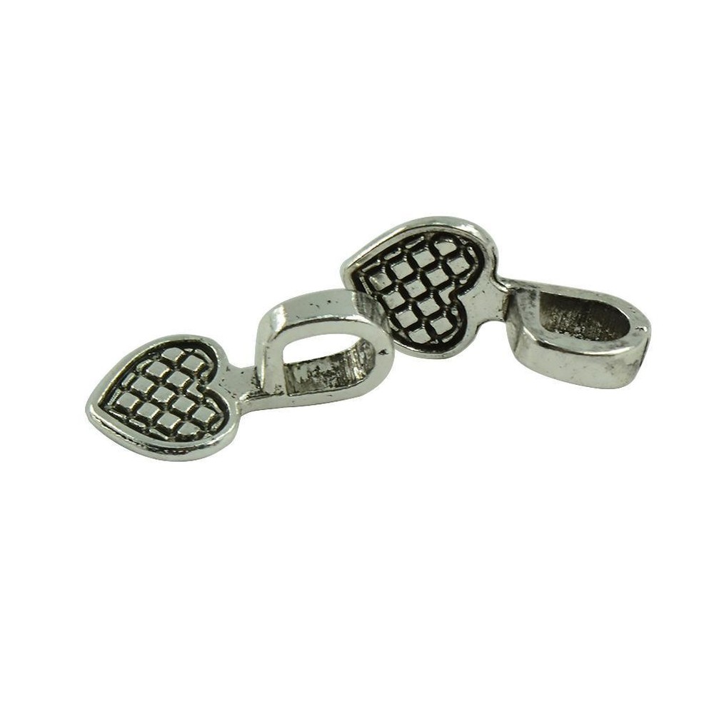 100pcs Silver Heart Glue On Bails Setting For Necklaces