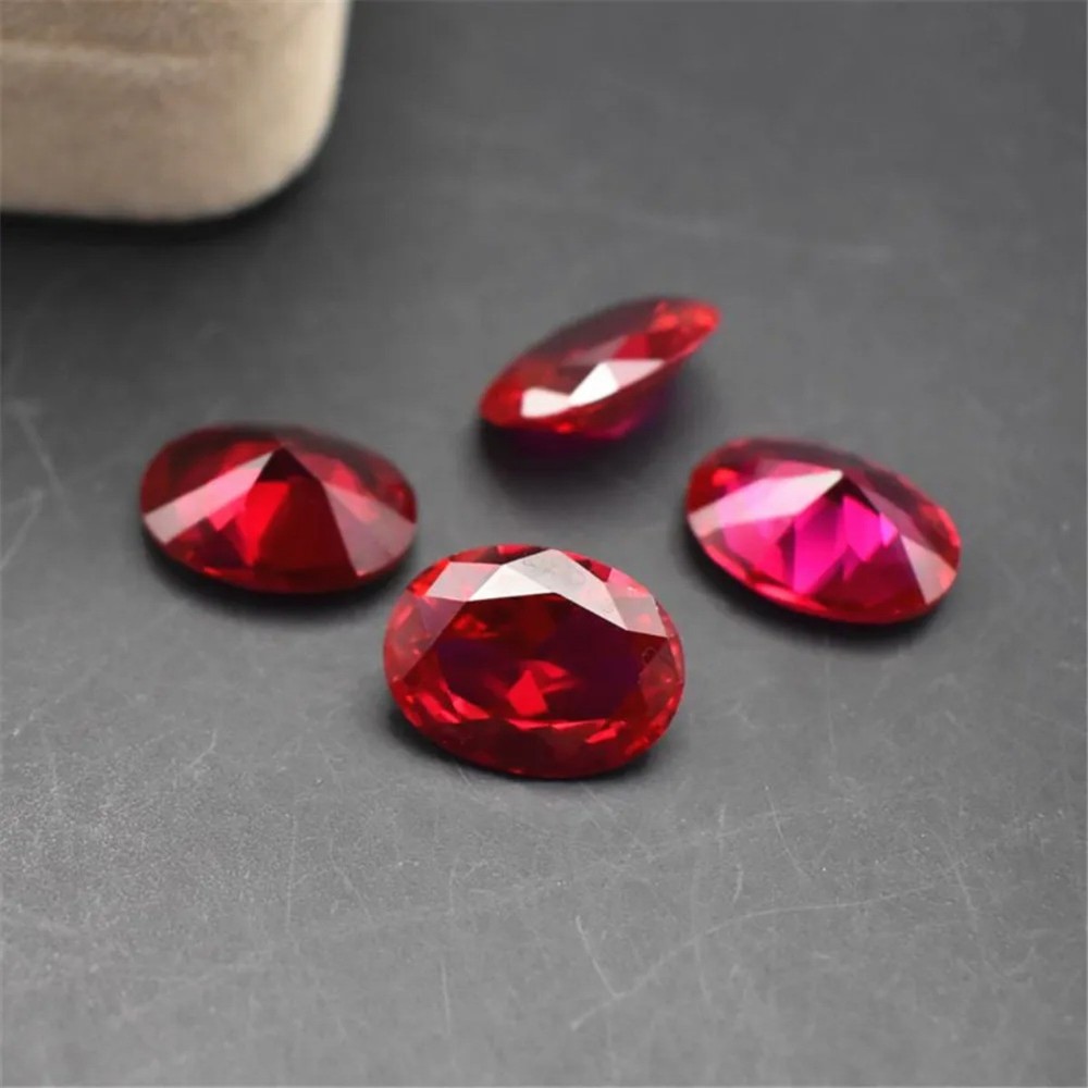 Blood-red Ruby Mohs Hardness 9 Oval Cut Gemstone Egg Shape Faceted Ruby Gem