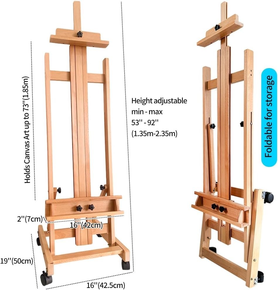 Extra Large Easel 73-Inch Canvas Adjustable Storage Tray Professional H-Frame 🎨