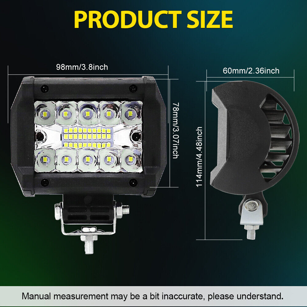 For Can-am X3 Light Bar 10" Single Row Led Light Bar +2PCS 4" Led Work Light Kit