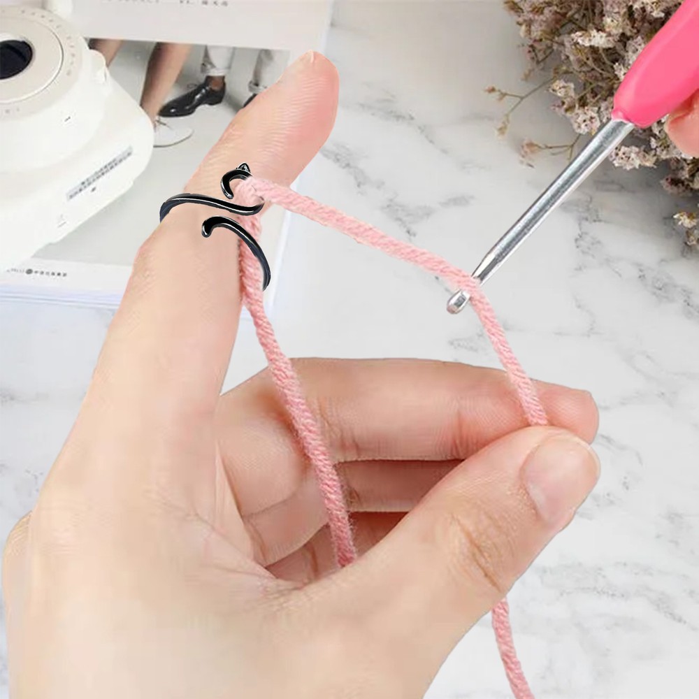 2pcs Yarn Guide Ring Thimble for Knitting and Crochet Adjustable Tension Ring