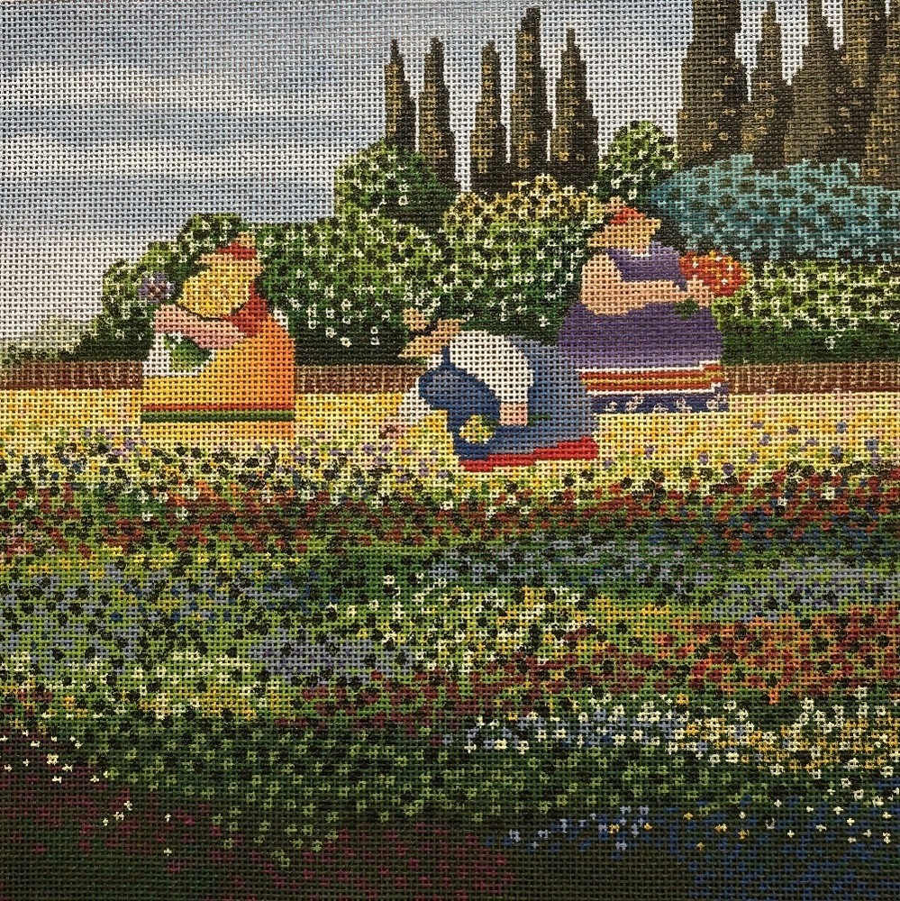 Needlepoint Handpainted Cooper Oaks Spring Gathering 12x12