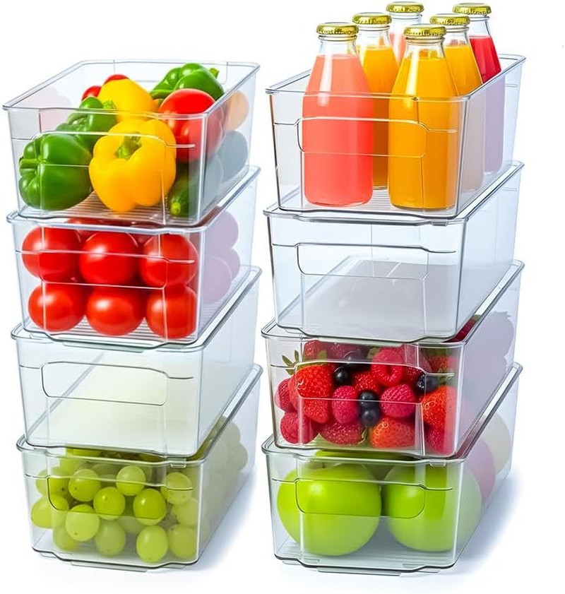 - Fridge & Refrigerator Organizer Bins (8 Pack), Clear Stackable Durable Plas...