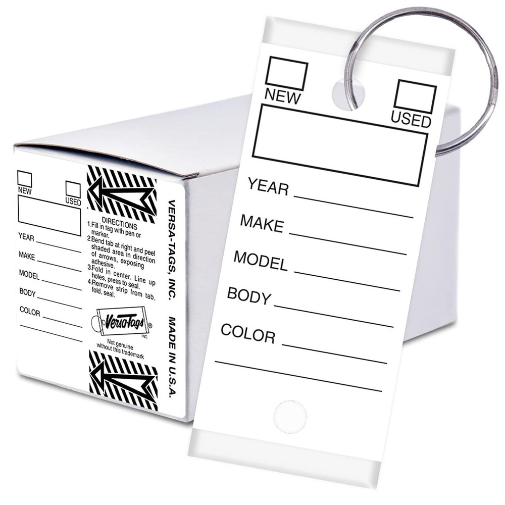 Versa-Tags 250 Per Box, Self-Protecting Paper Key Tags with Chrome-Plated Spl...