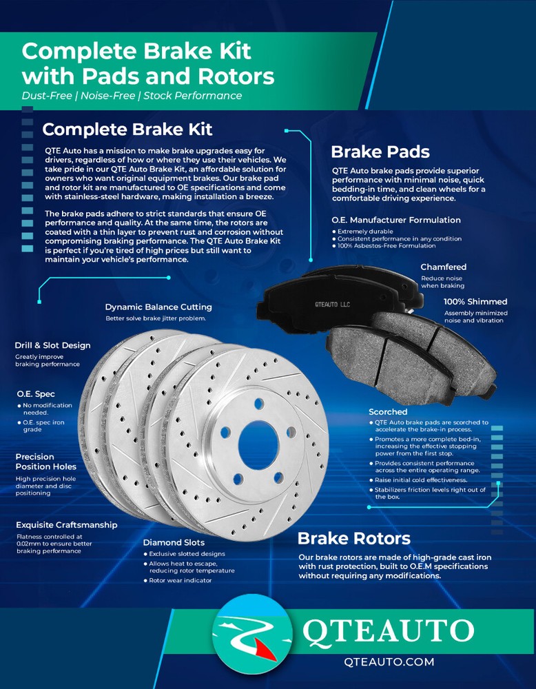 Rear Ceramic Brake Pad Kit For 2007-2013 Mazda 3