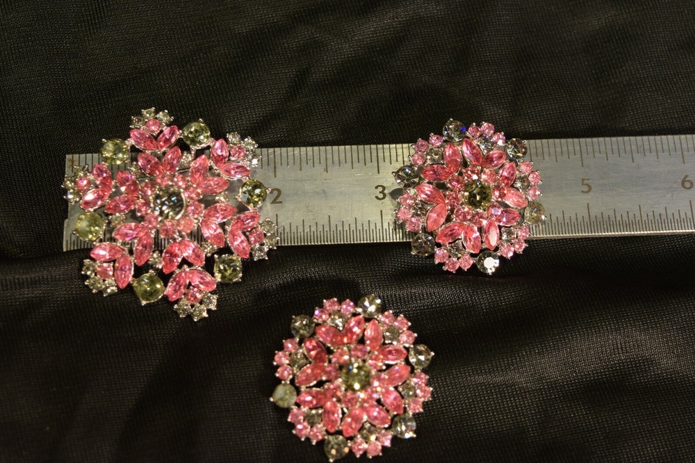 Large TRIFARI Earrings & Broach pink