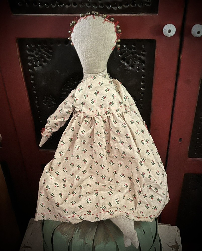 Primitive Christmas Grubby Primitive Distressed Faceless Prairie Rag Doll GP