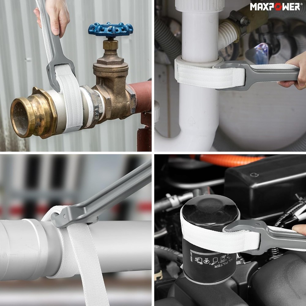 Strap Wrench, 18-inch Handle Adjustable Strap Wrench, Nylon Strap Pipe Wrench