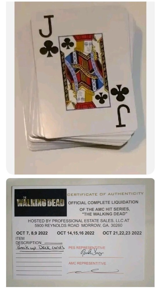 THE WALKING DEAD Single Playing Card Prop | From Back-up Deck with Copy COA TWD