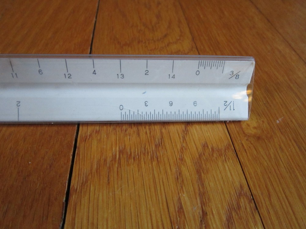 Vtg Charvoz 12" Architect Drafting Ruler 3 Sided Triangular Plastic 30-1201 Case