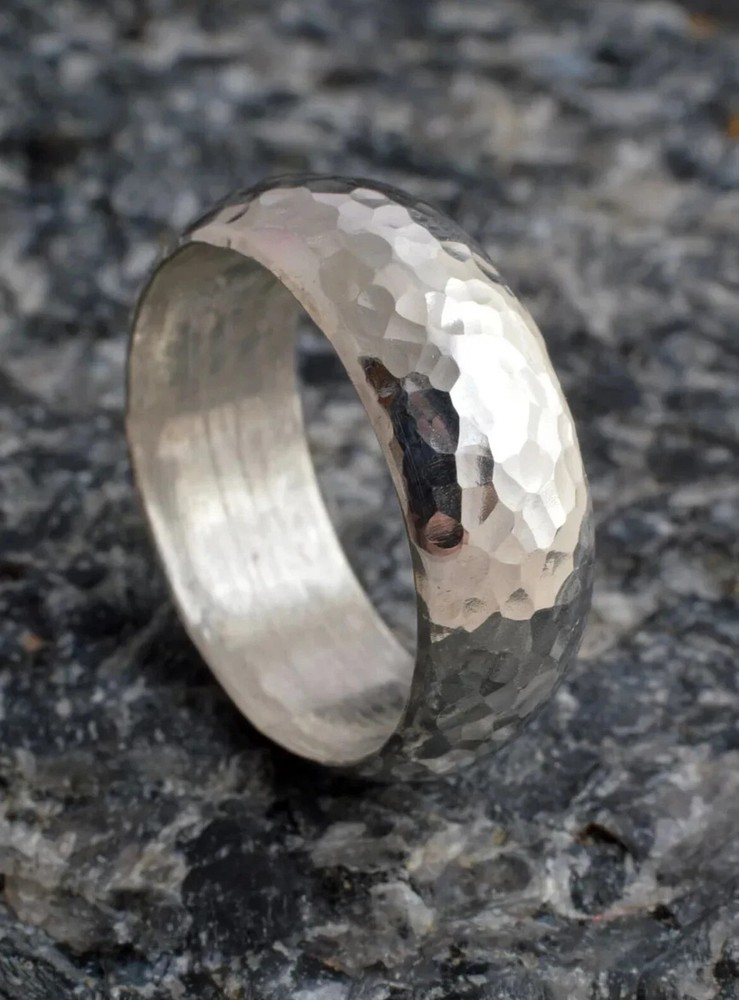 Solid 925 Sterling Silver Hammered Ring Statement Ring Handmade Ring All Size