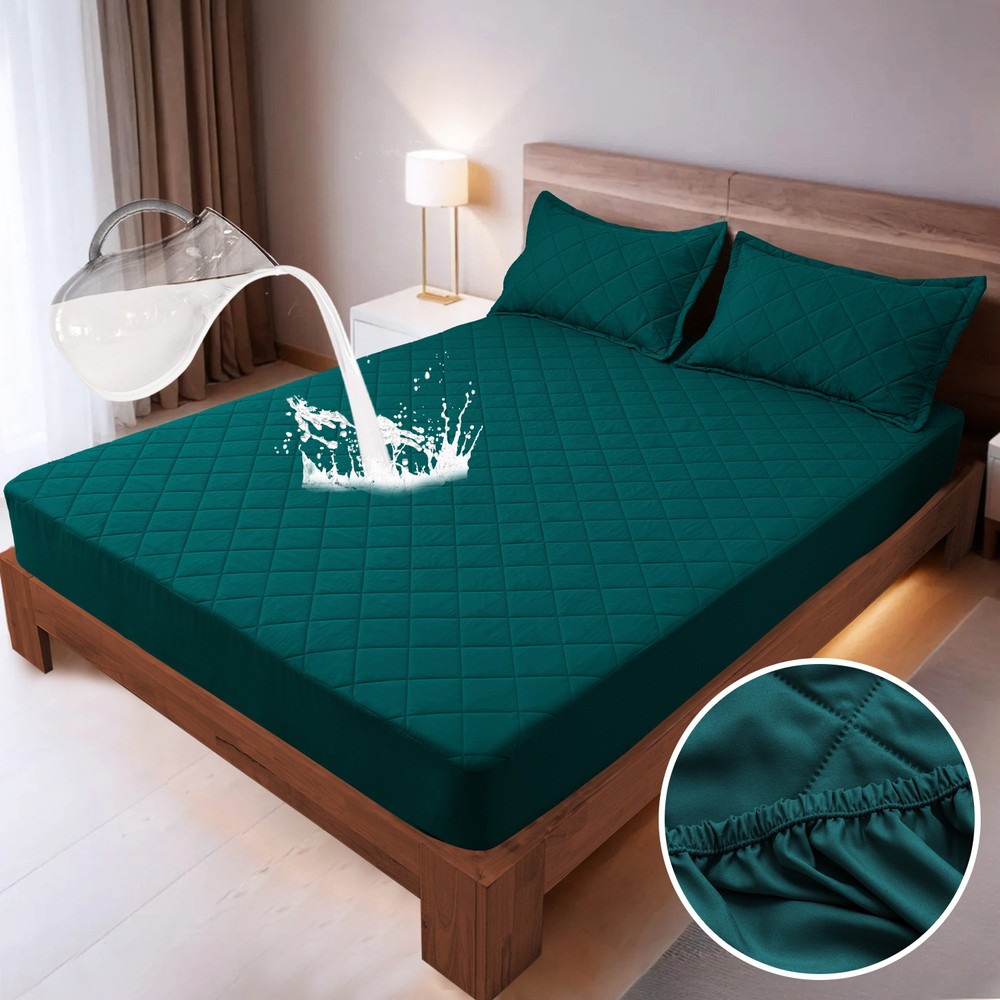 Waterproof Quilted Mattress Cover, Elastic, Soft, Comfortable & Durable