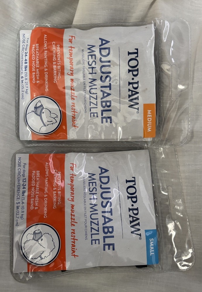 Top-Paw Adjustable Mesh Muzzle: 1 Black Medium & 1 Black Small