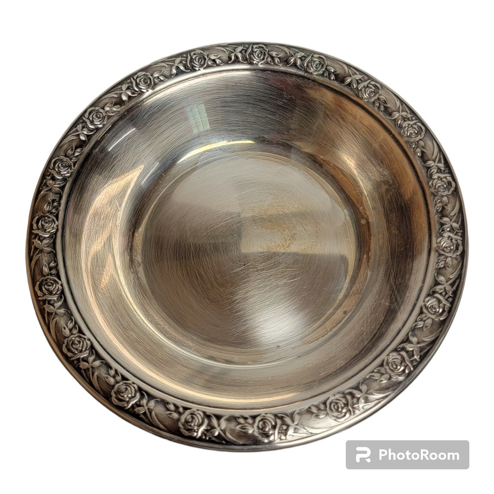 Reed & Barton Classic Rose Design Candy Dish Bowl Silverplate 6.5" READ