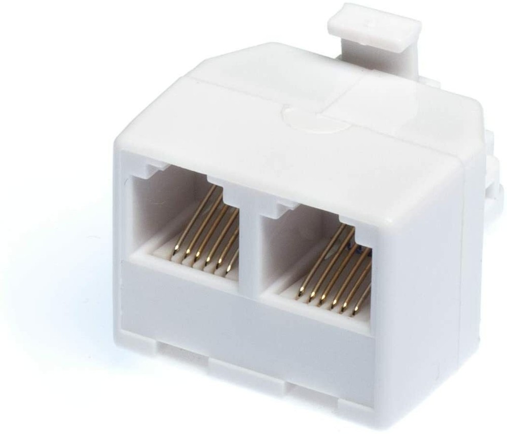 Duplex Modular Phone Wall Jack Adapter (WHITE) RJ11 - Splitter | One Pack