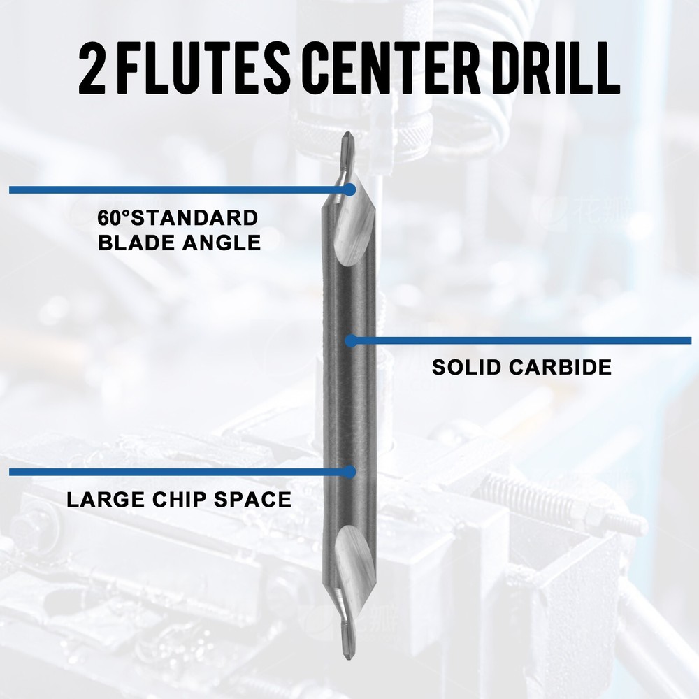 10PCS 2 Flute 60 Degree 3/64" Solid Carbide Center Drills Double End NEW