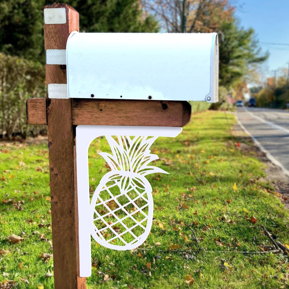 Decorative Pineapple Mailbox Bracket, Coastal Mailbox Decor, Front Porch Bracket