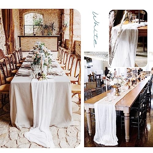 10 Pack Cheesecloth Table Runner,10FT Gauze Table 10Pack-35×120 Inch White