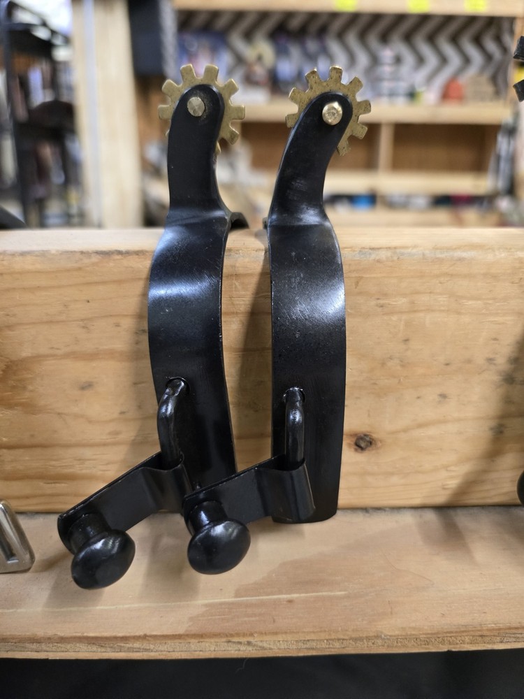 Black Steel Unisex Spurs 11 pt Rowel