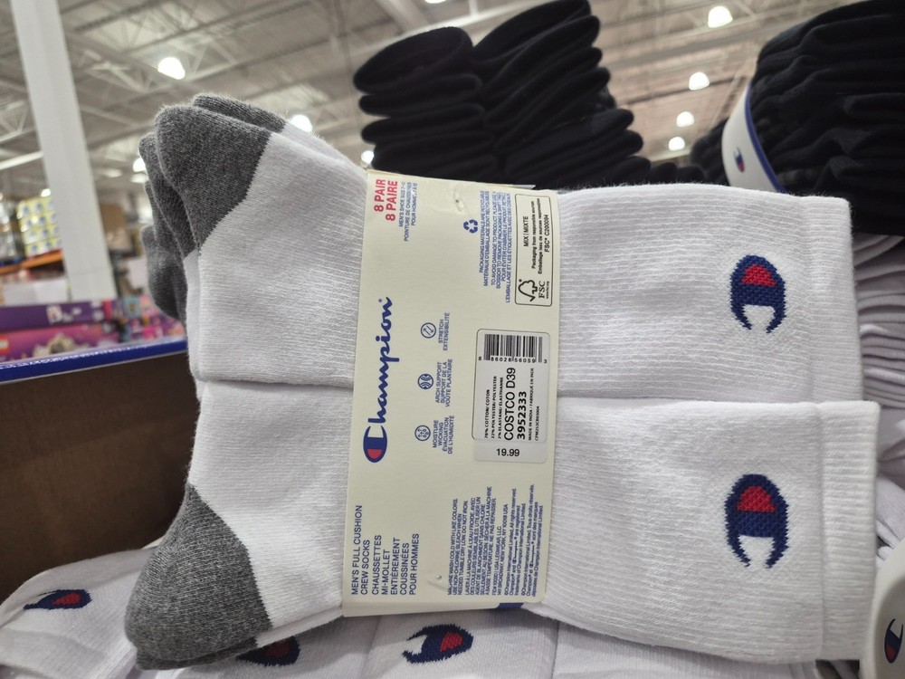 A NEW Champion High Performance Sock, White, 8-pack NO TARIFFE