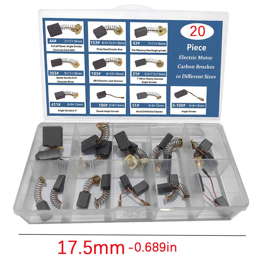 20Pcs 10 Sizes Electric Motor Carbon Brushes Replacement For Power Tool E#